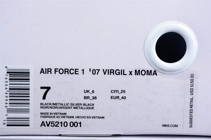 Ow X Air Force 1 Low 07 Moma Black/Metallic Silver 9