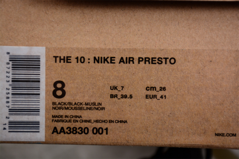 Off-White X Air Presto The Ten Black/Black-Muslin 29