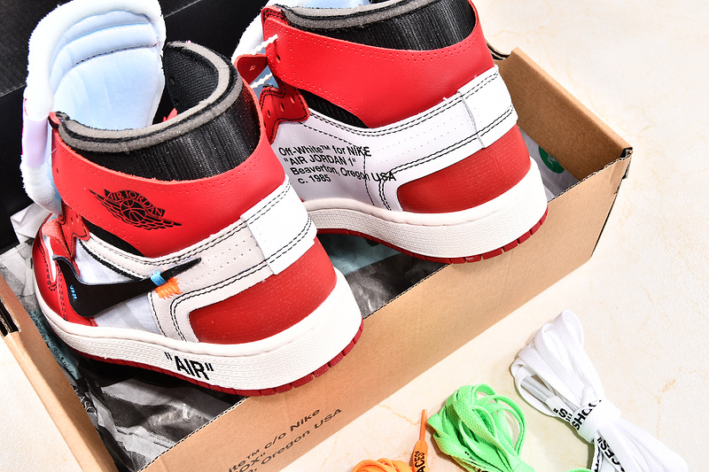 Get Air Jordan 1 High X Off White Chicago White/Black-Varsity Red 5