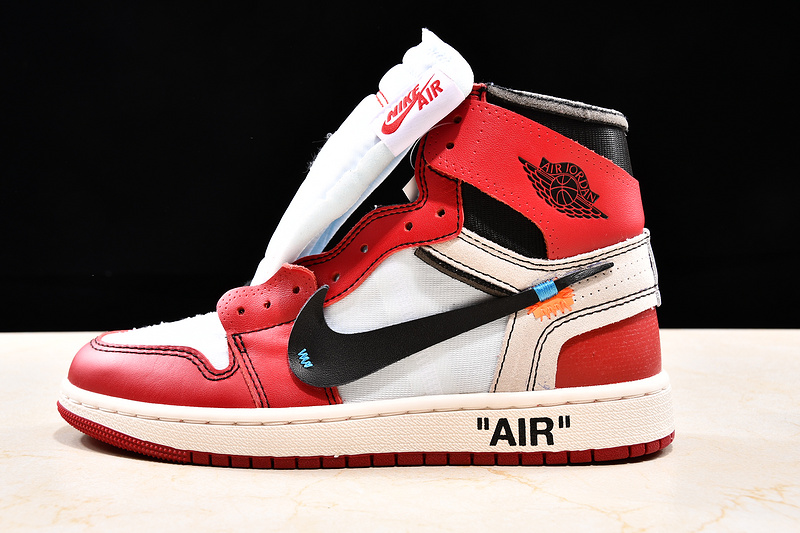 Get Air Jordan 1 High X Off White Chicago White/Black-Varsity Red 7