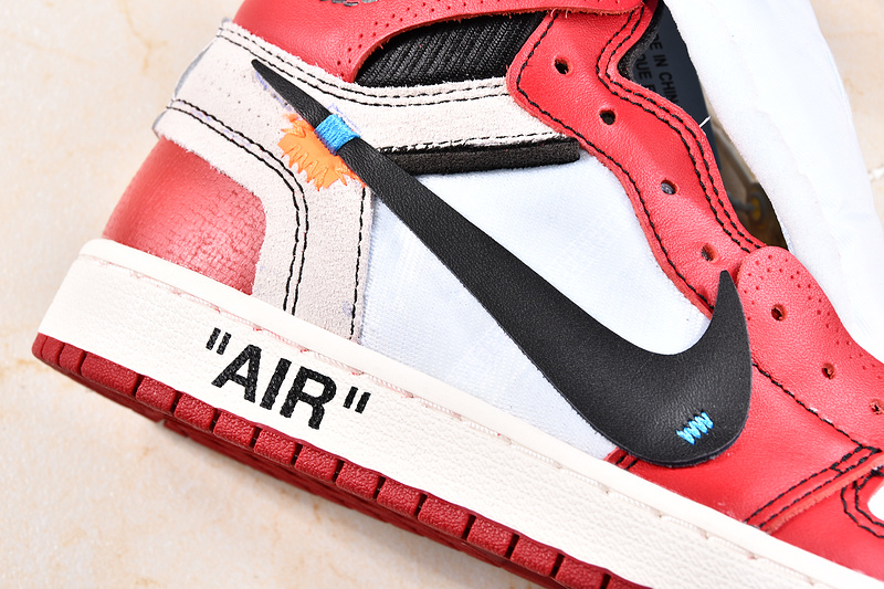 Get Air Jordan 1 High X Off White Chicago White/Black-Varsity Red 17