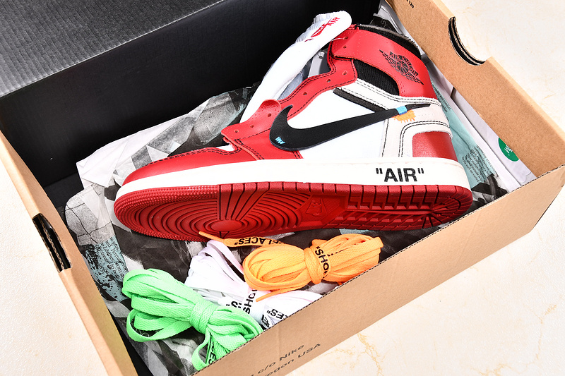 Get Air Jordan 1 High X Off White Chicago White/Black-Varsity Red 19