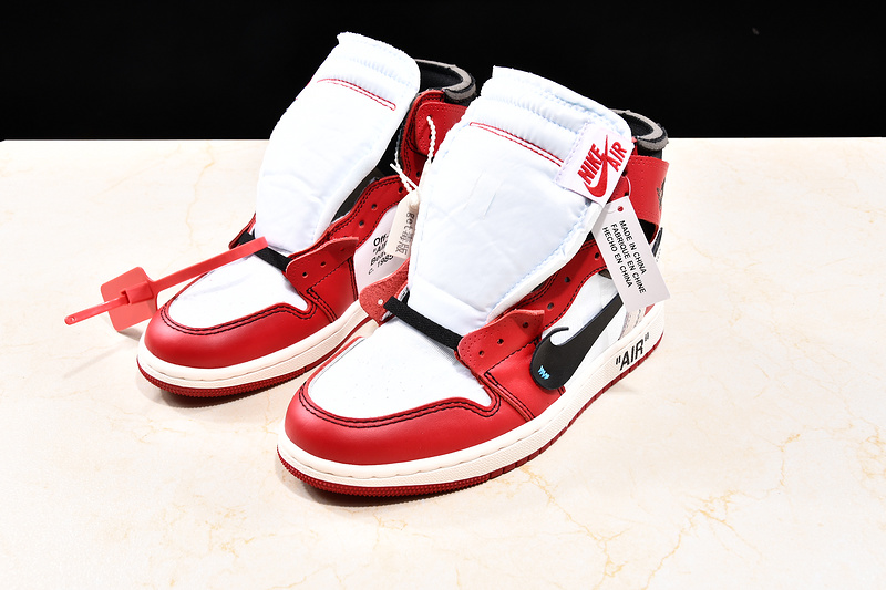 Get Air Jordan 1 High X Off White Chicago White/Black-Varsity Red 21