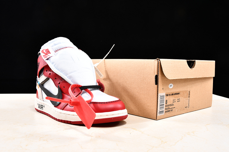 Get Air Jordan 1 High X Off White Chicago White/Black-Varsity Red 25