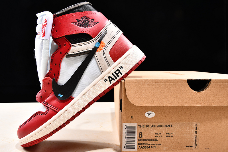 Get Air Jordan 1 High X Off White Chicago White/Black-Varsity Red 33