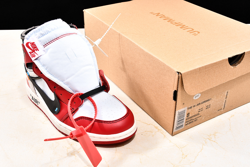 Get Air Jordan 1 High X Off White Chicago White/Black-Varsity Red 45