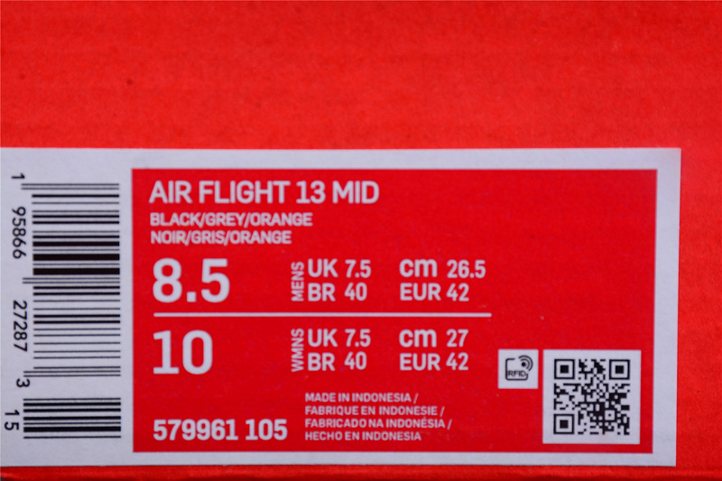 Air Flight 13 Mid White/Black/Grey-Orange 25