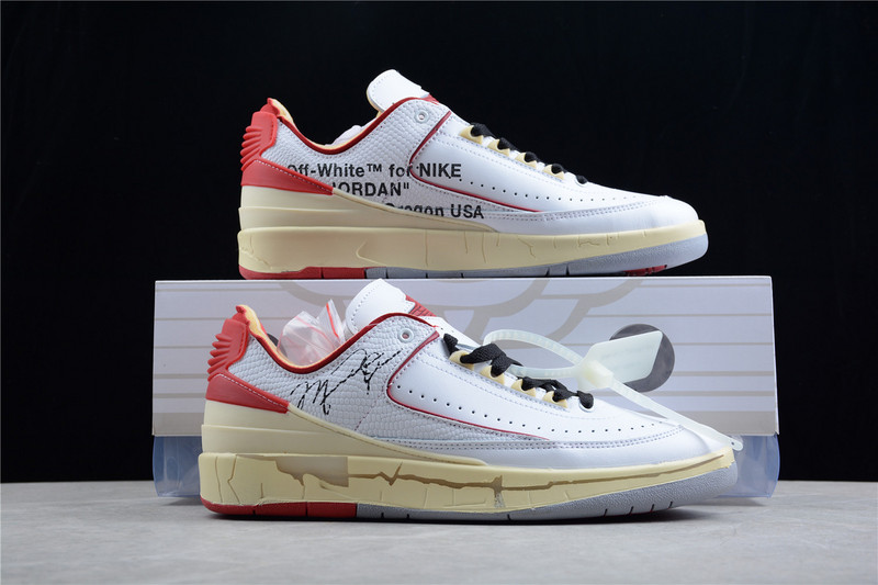 Ow X Air Jordan 2 Retro Low Sp Sail White/White/Red 9