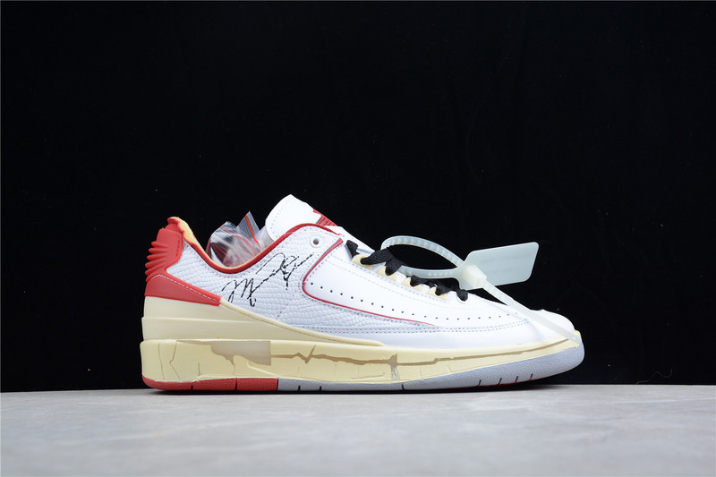 Ow X Air Jordan 2 Retro Low Sp Sail White/White/Red 17