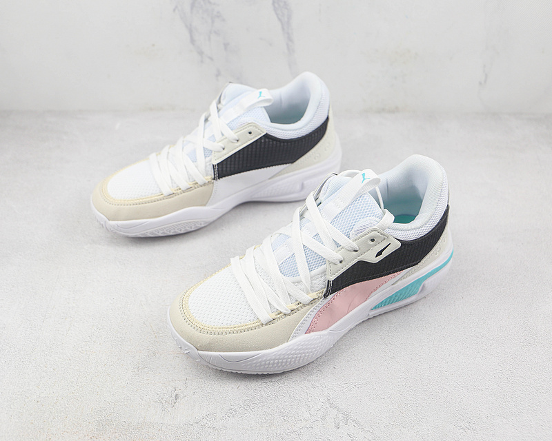 Pu*Ma Clyde Hardwood White/Black/Pink-Blue 15