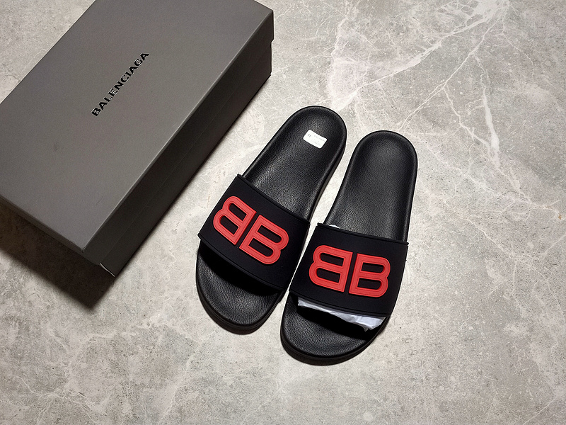 Balenciaga Logo Pool Sides Black/Black/Red 5