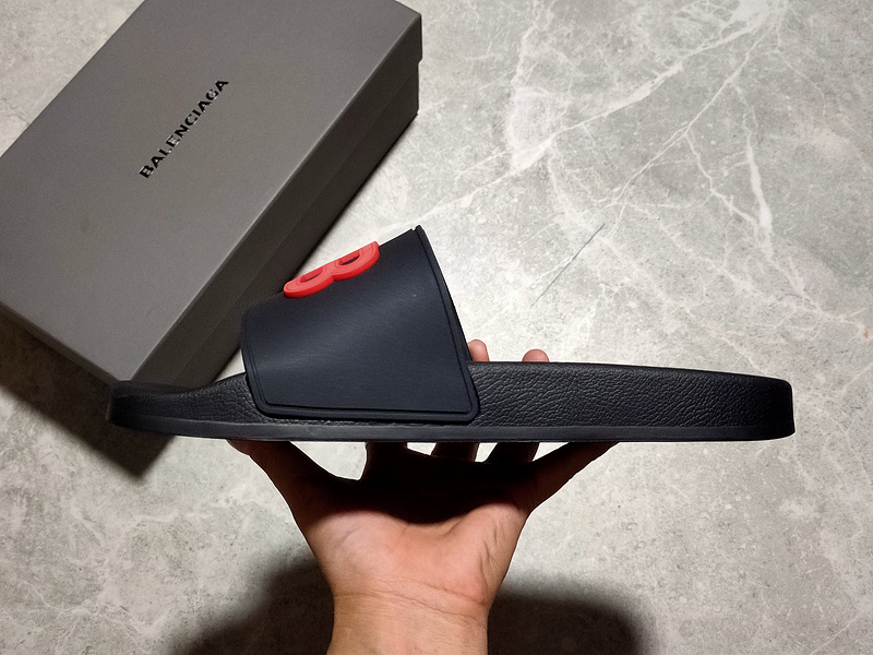 Balenciaga Logo Pool Sides Black/Black/Red 7