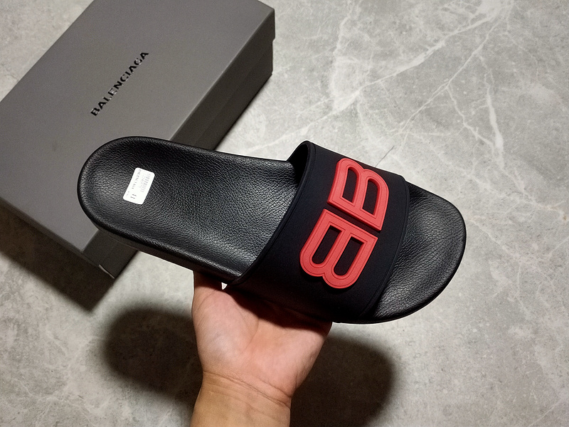 Balenciaga Logo Pool Sides Black/Black/Red 13