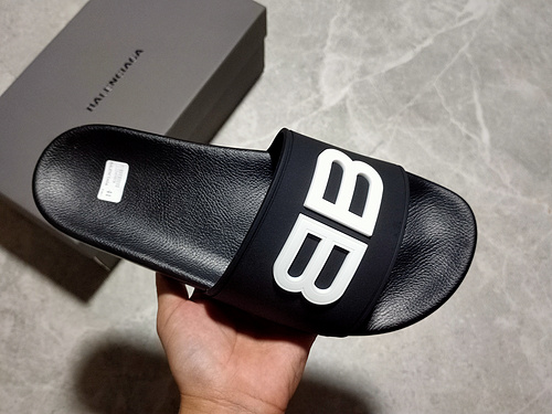 Balenciaga Logo Pool Sides Black/Black/White 13