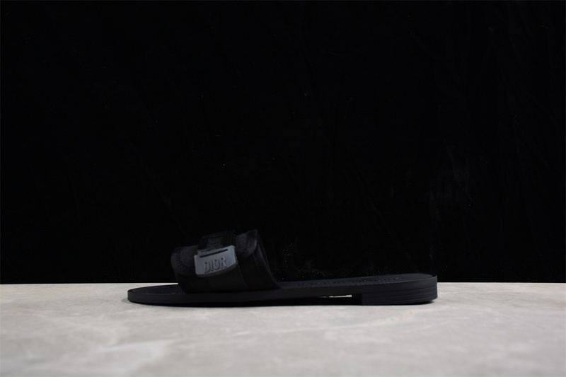 Embroidered Velcro Patch Slippers Black 3