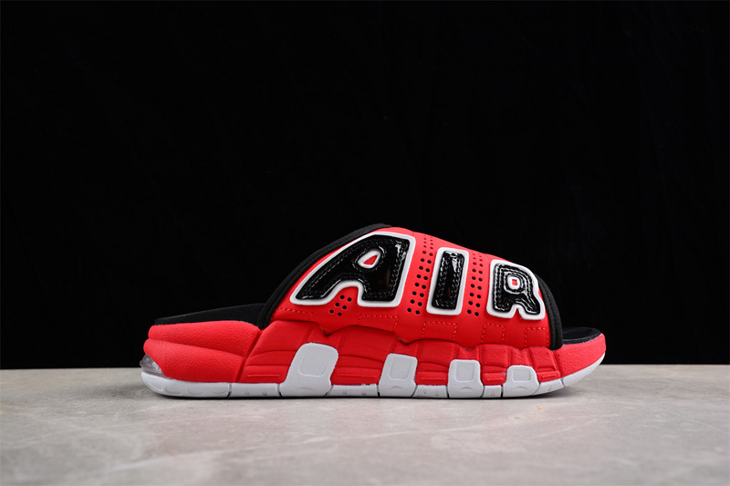 Air More Uptempo Slide White/Black/Red 3