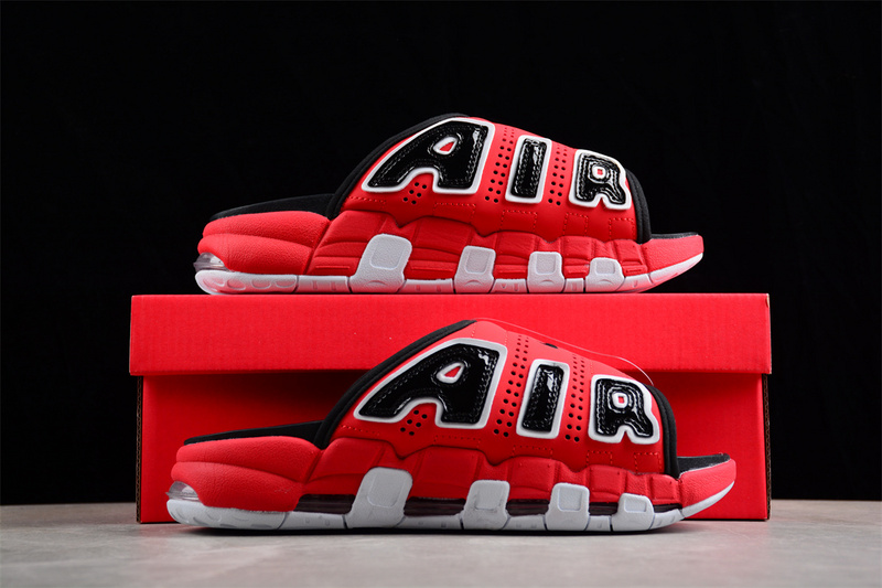 Air More Uptempo Slide White/Black/Red 15