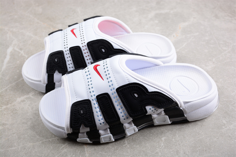 Air More Uptempo Slide White/Black/Varsity Red 27