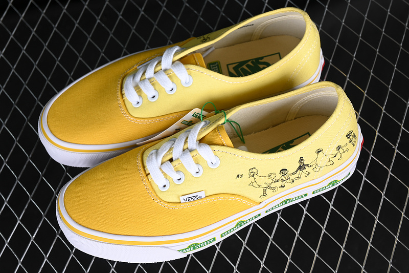 Sesame Street Vans Authentic Whhite/Yellow/Gold/Green 11