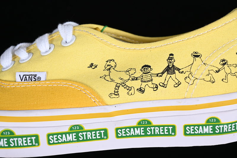 Sesame Street Vans Authentic Whhite/Yellow/Gold/Green 15