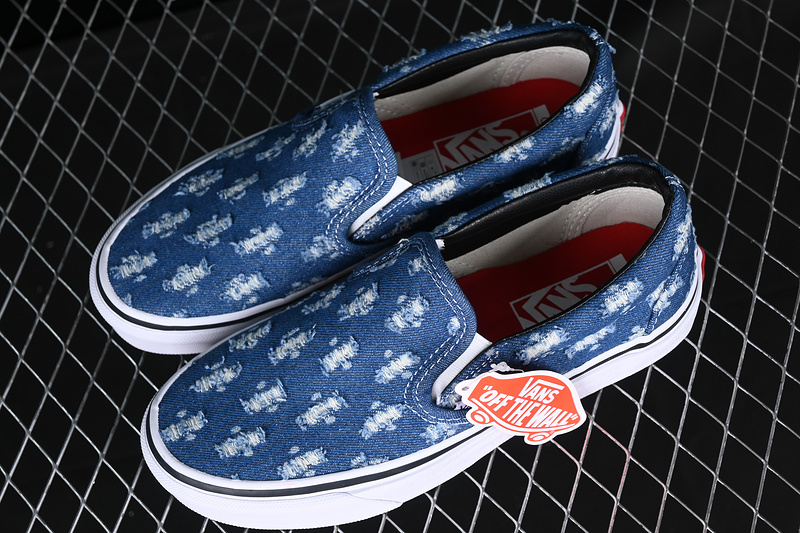 Supreme X Slip On Blue Hole Punch Denim Blue 27