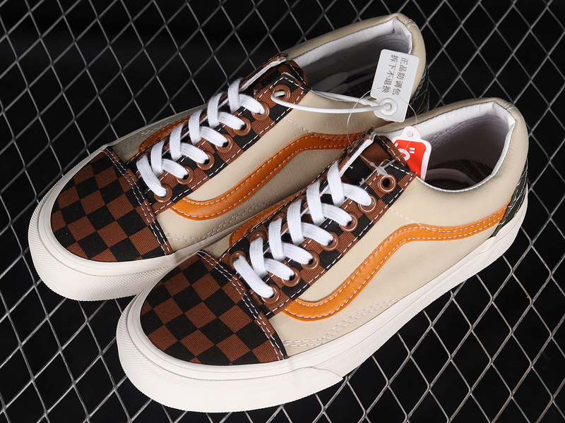 Old Skool Low-Top Checkerboard Green/Brown/Black-Off White 3