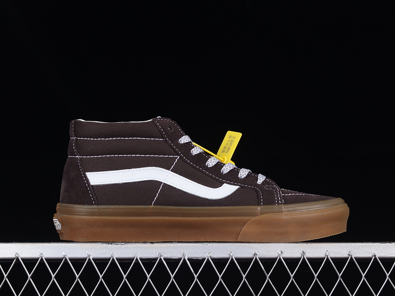 Sk8-Mid Dark Brown/Grey/White 9