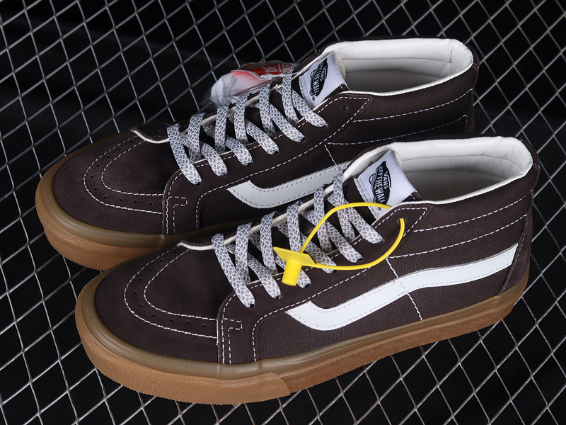 Sk8-Mid Dark Brown/Grey/White 11