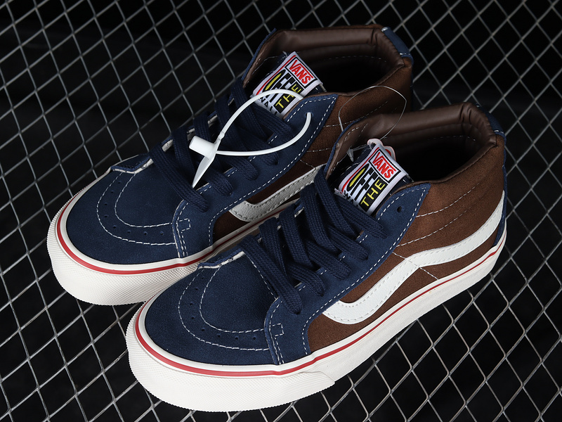 Sk8-Mid Navy Blue/Dark Brown/White-Red 13