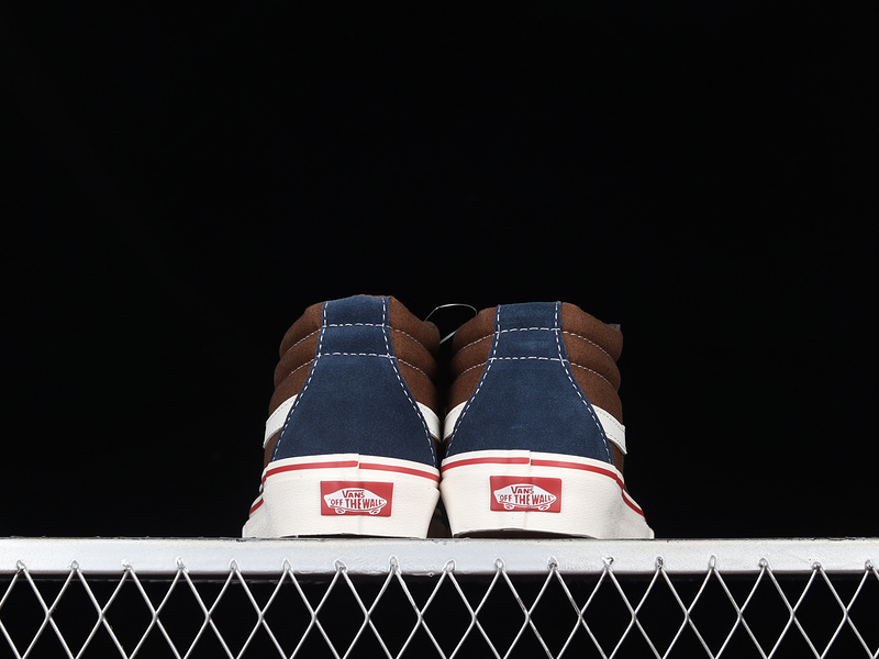 Sk8-Mid Navy Blue/Dark Brown/White-Red 25