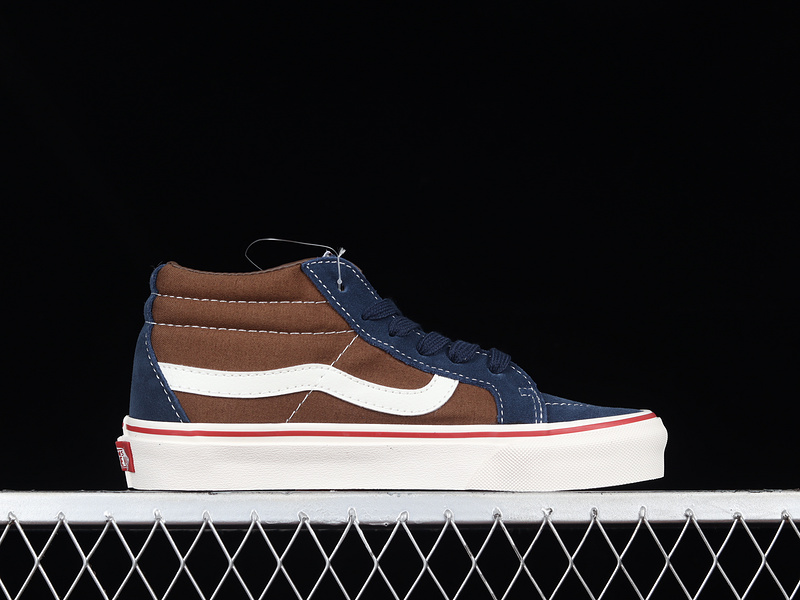 Sk8-Mid Navy Blue/Dark Brown/White-Red 27