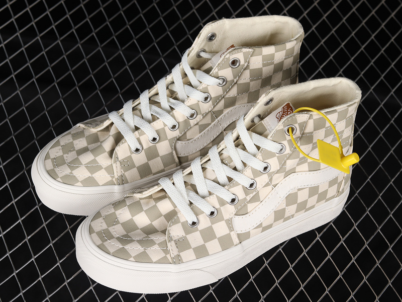 Skate Sk8-High 38 Dx Checkerboard Milk Tea Color/White 21